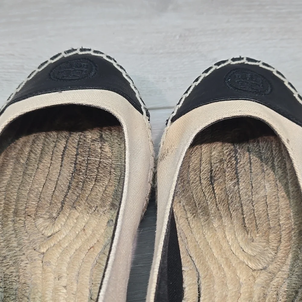 Tory Burch Women's Textile Espadrille Wedge Logo Shoes Sz 8M